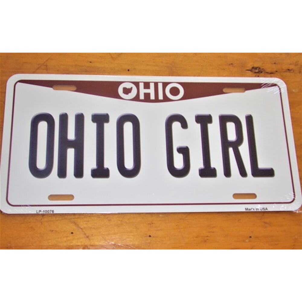 Ohio Girl License Plate Metal Sign Wall Art Sign Ohio State Background New Retro